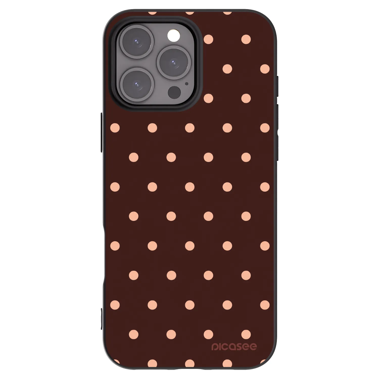 Picasee husă neagră din silicon pentru Apple iPhone 16 Pro Max - Peach Dots & Chocolate