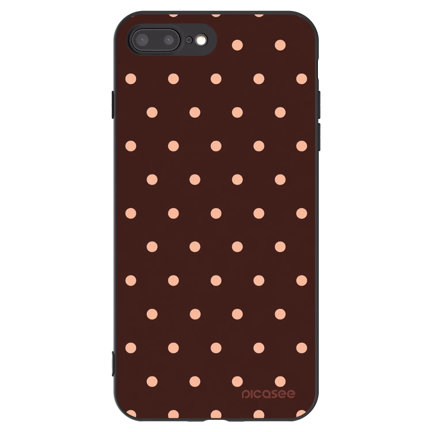 Picasee husă neagră din silicon pentru Apple iPhone 8 Plus - Peach Dots & Chocolate