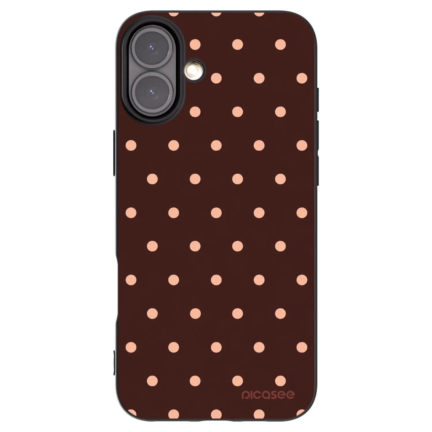 Picasee husă neagră din silicon pentru Apple iPhone 16 Plus - Peach Dots & Chocolate
