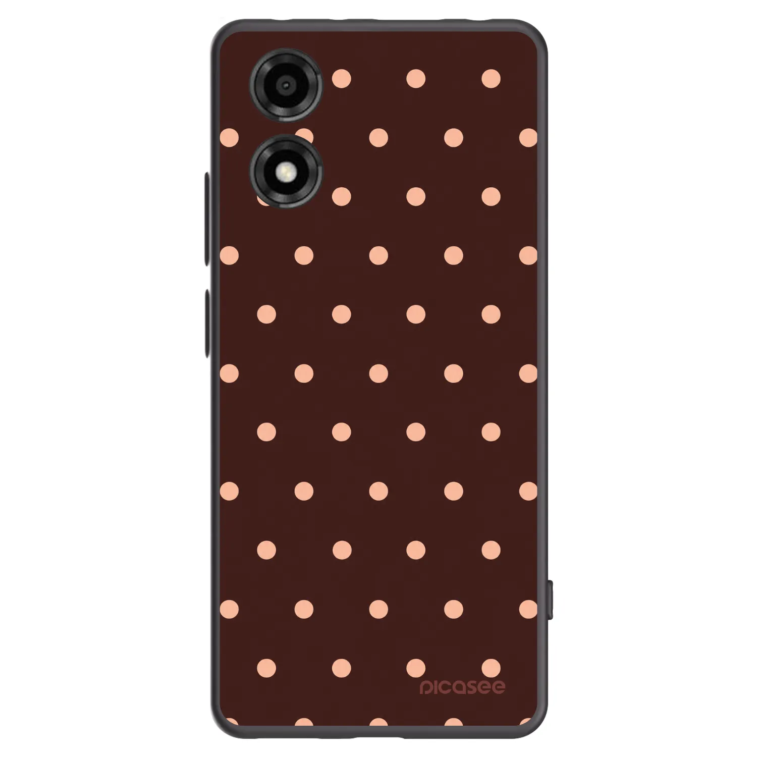 Picasee husă neagră din silicon pentru Motorola Moto E14 - Peach Dots & Chocolate