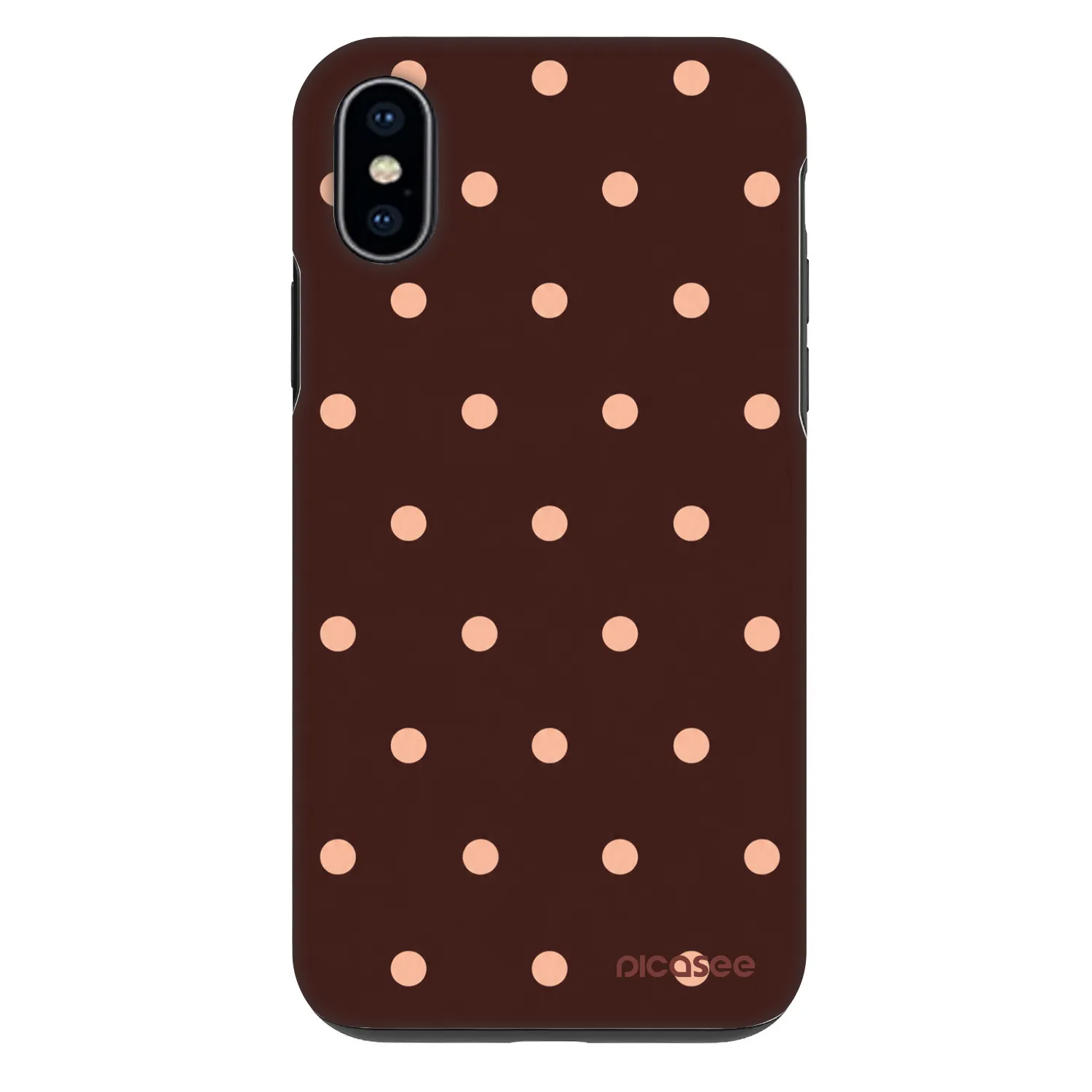 Picasee Fashion Case pentru Apple iPhone X/XS - Peach Dots & Chocolate
