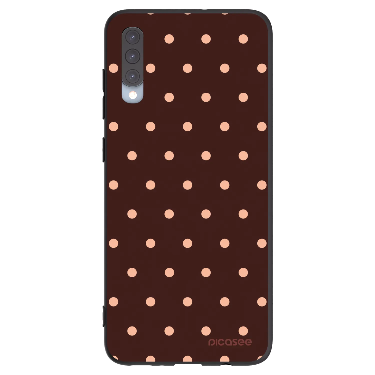 Picasee husă neagră din silicon pentru Samsung Galaxy A70 A705F - Peach Dots & Chocolate