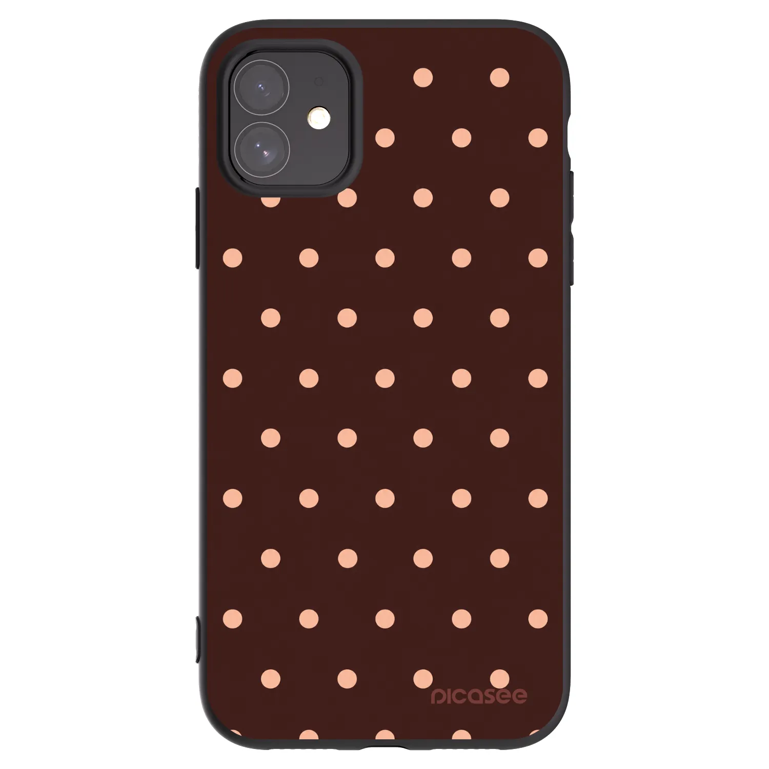 Picasee husă neagră din silicon pentru Apple iPhone 11 - Peach Dots & Chocolate