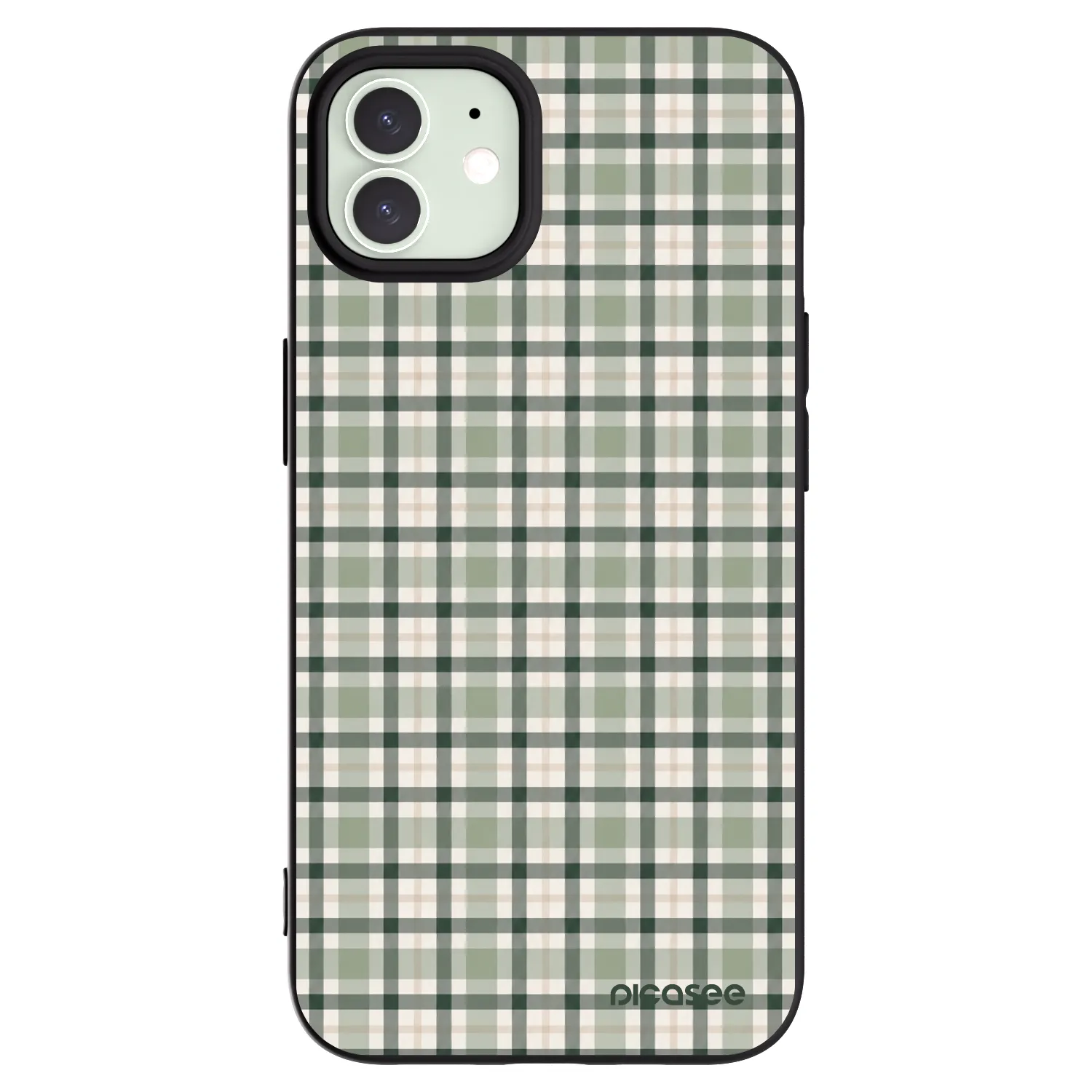 Picasee husă neagră din silicon pentru Apple iPhone 12 - Sage Tartan