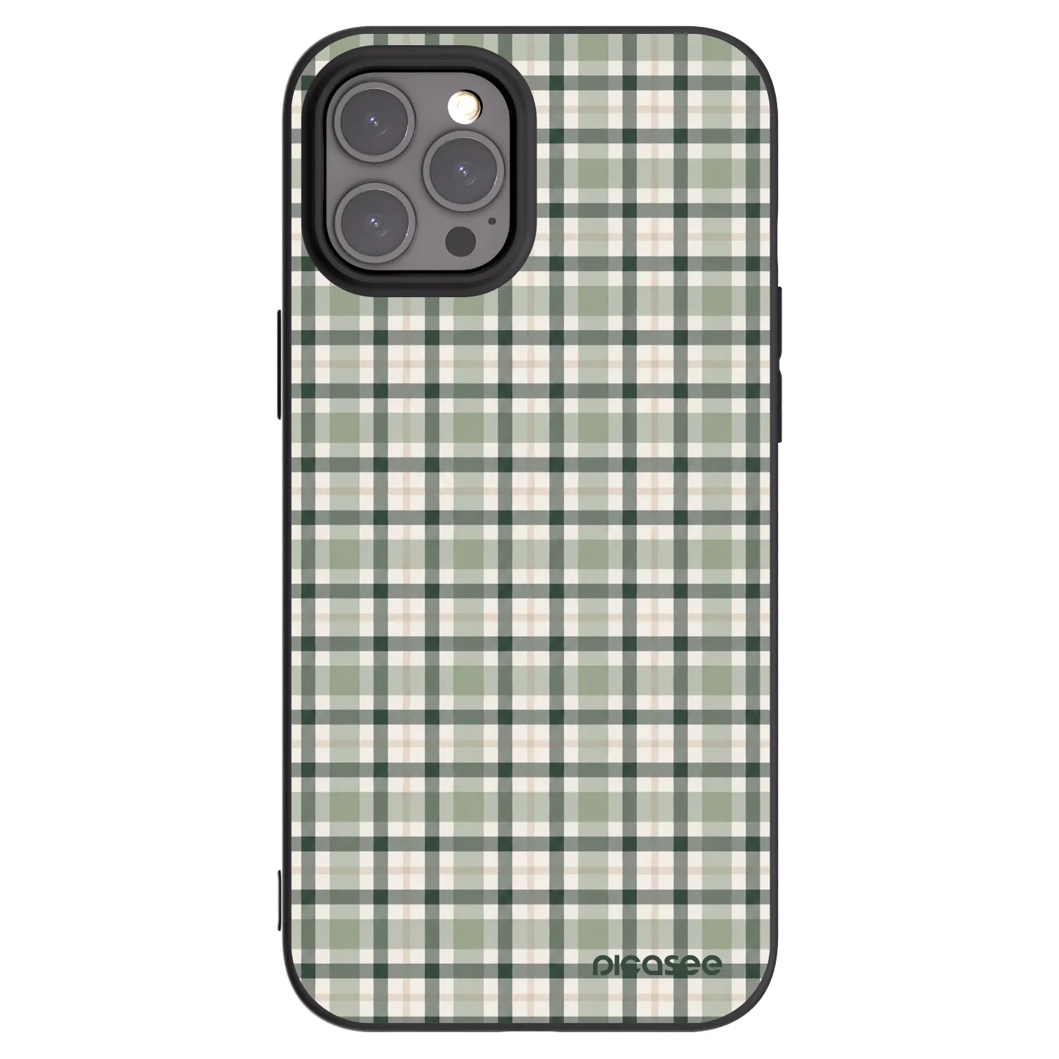 Picasee husă neagră din silicon pentru Apple iPhone 12 Pro Max - Sage Tartan
