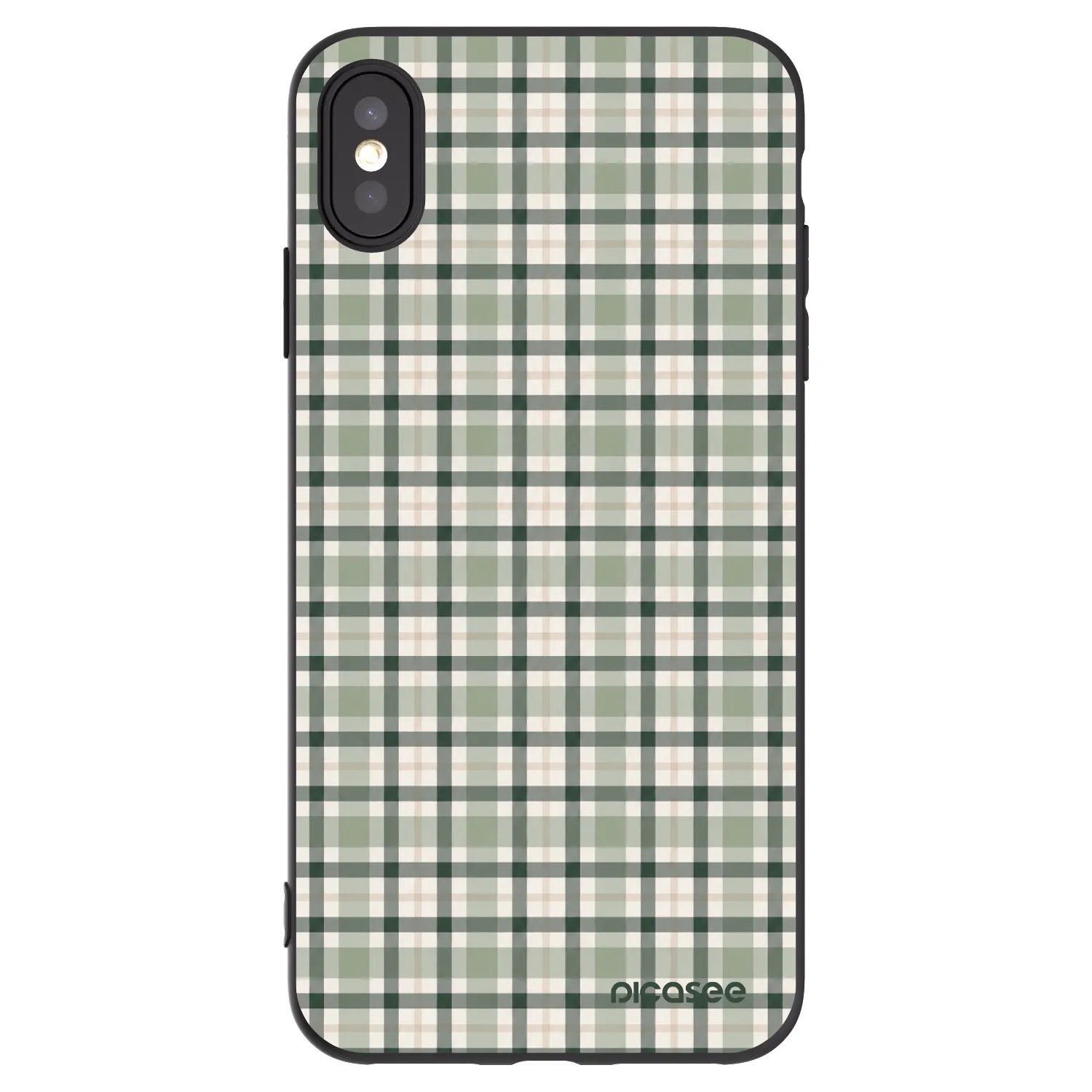 Picasee husă neagră din silicon pentru Apple iPhone XS Max - Sage Tartan