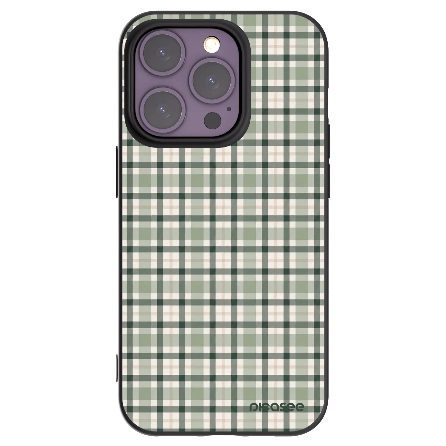 Picasee husă neagră din silicon pentru Apple iPhone 14 Pro - Sage Tartan