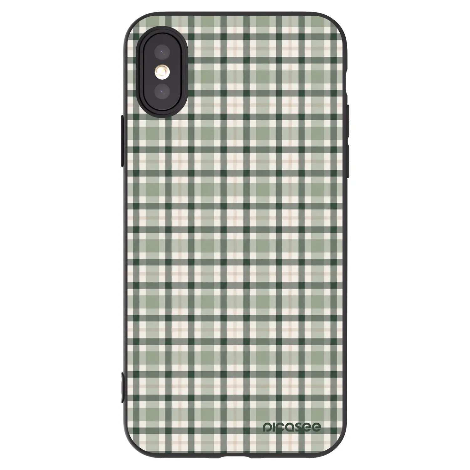 Picasee husă neagră din silicon pentru Apple iPhone X/XS - Sage Tartan