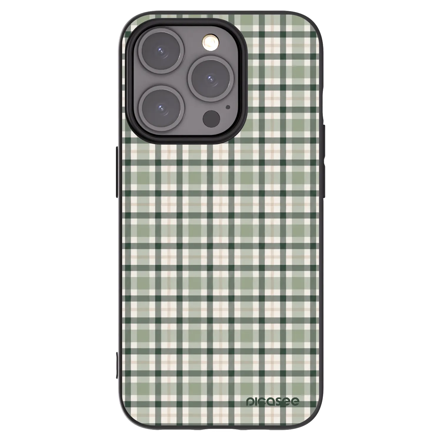 Picasee husă neagră din silicon pentru Apple iPhone 15 Pro - Sage Tartan
