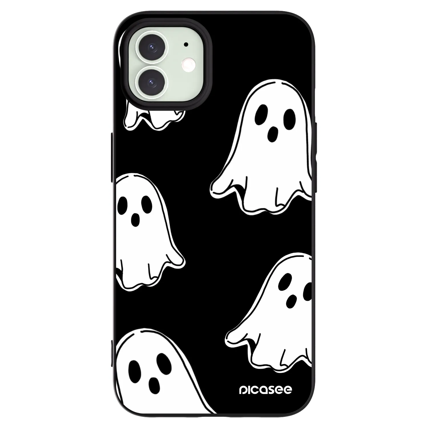 Picasee husă neagră din silicon pentru Apple iPhone 12 - Black ghosts