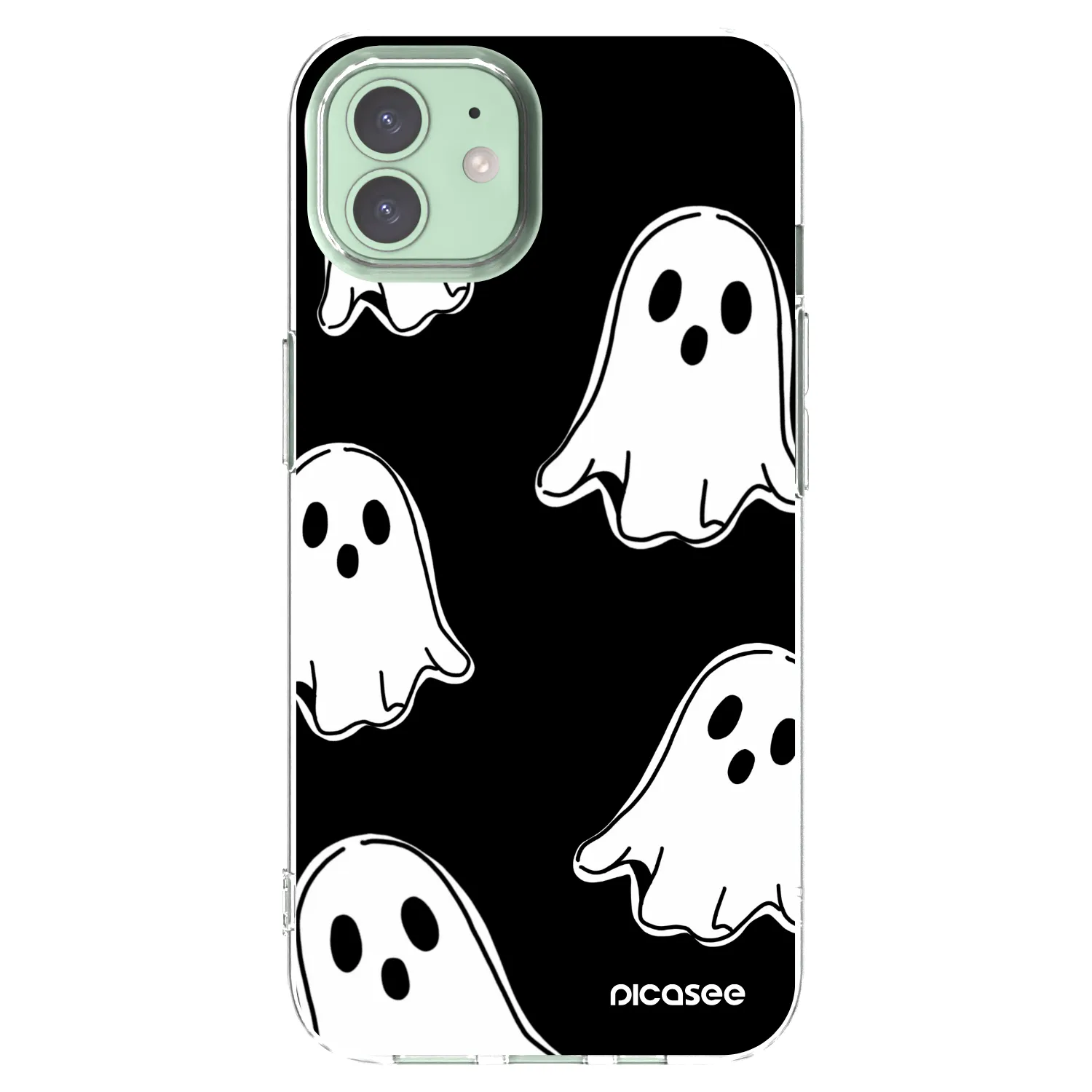 Picasee husă transparentă din silicon pentru Apple iPhone 12 - Black ghosts