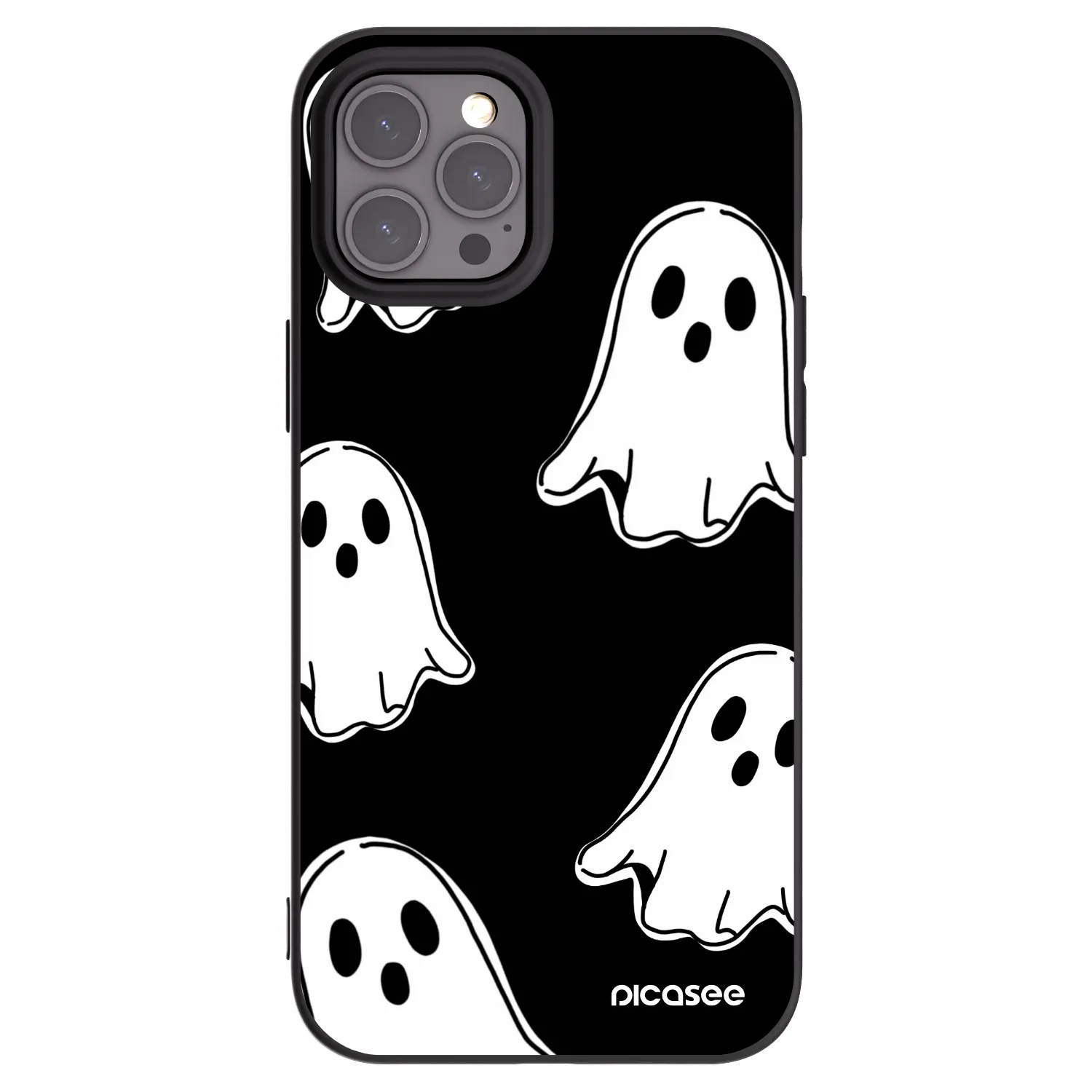 Picasee husă neagră din silicon pentru Apple iPhone 12 Pro Max - Black ghosts