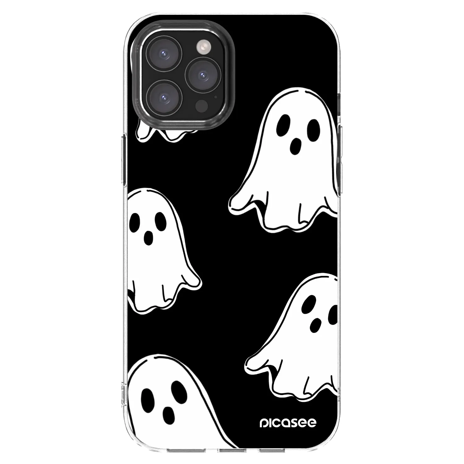 Picasee husă transparentă din silicon pentru Apple iPhone 12 Pro Max - Black ghosts