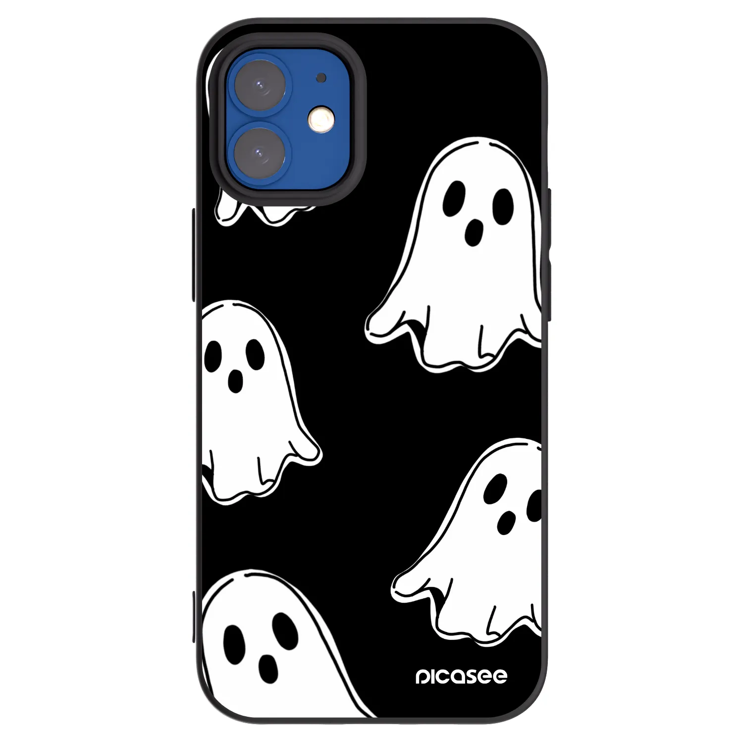 Picasee husă neagră din silicon pentru Apple iPhone 12 mini - Black ghosts