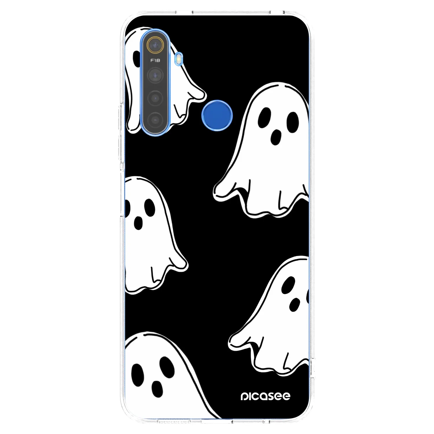Picasee husă transparentă din silicon pentru Realme 5 - Black ghosts
