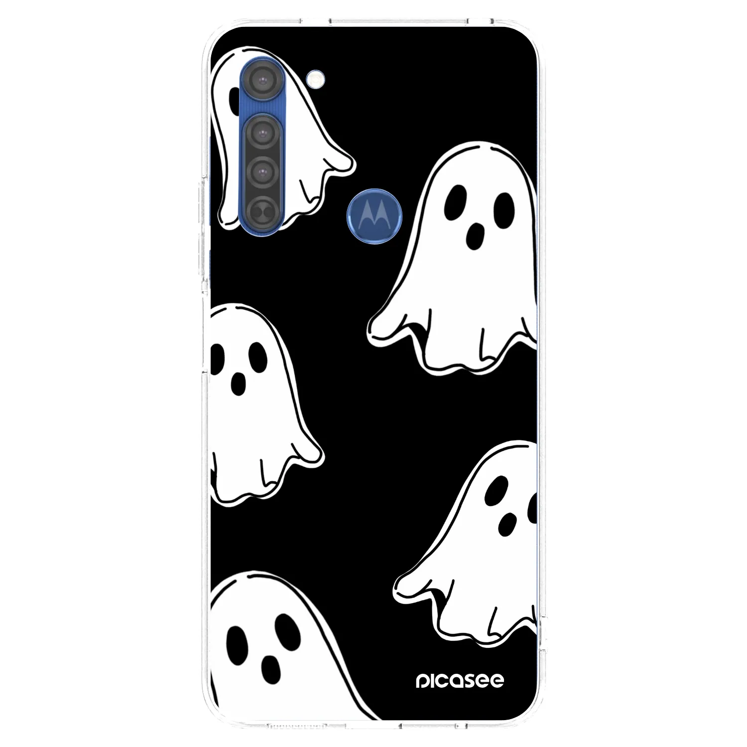 Picasee husă transparentă din silicon pentru Motorola Moto G8 - Black ghosts
