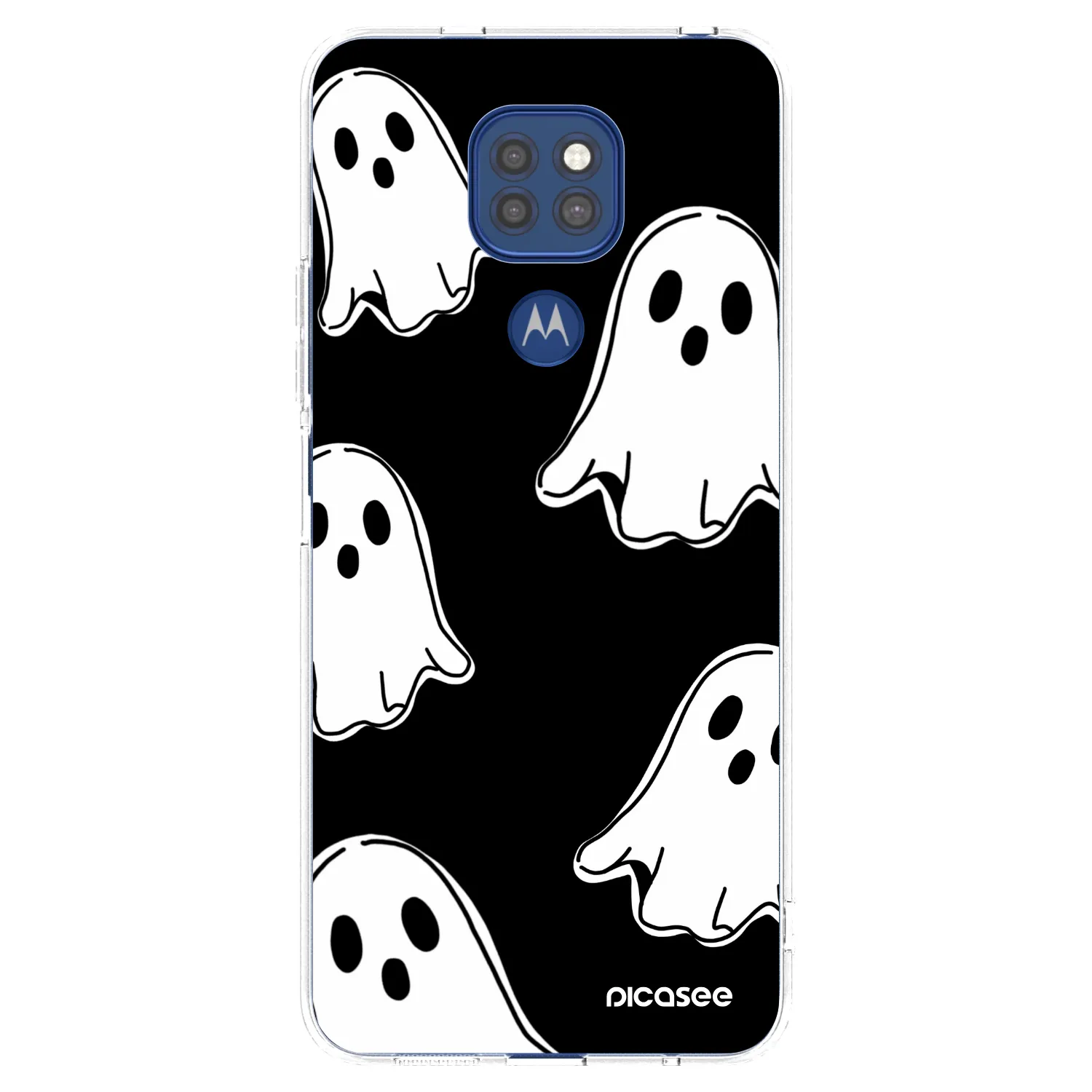 Picasee husă transparentă din silicon pentru Motorola Moto G9 Play - Black ghosts
