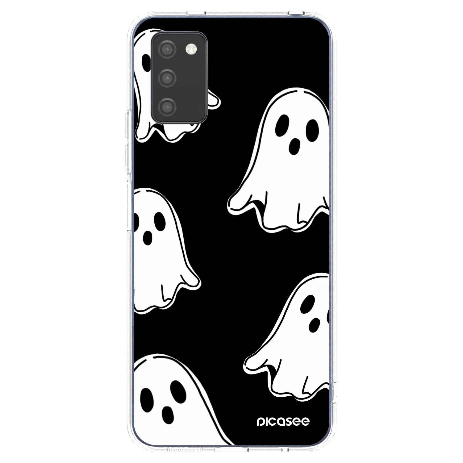 Picasee husă transparentă din silicon pentru Samsung Galaxy A02s A025G - Black ghosts