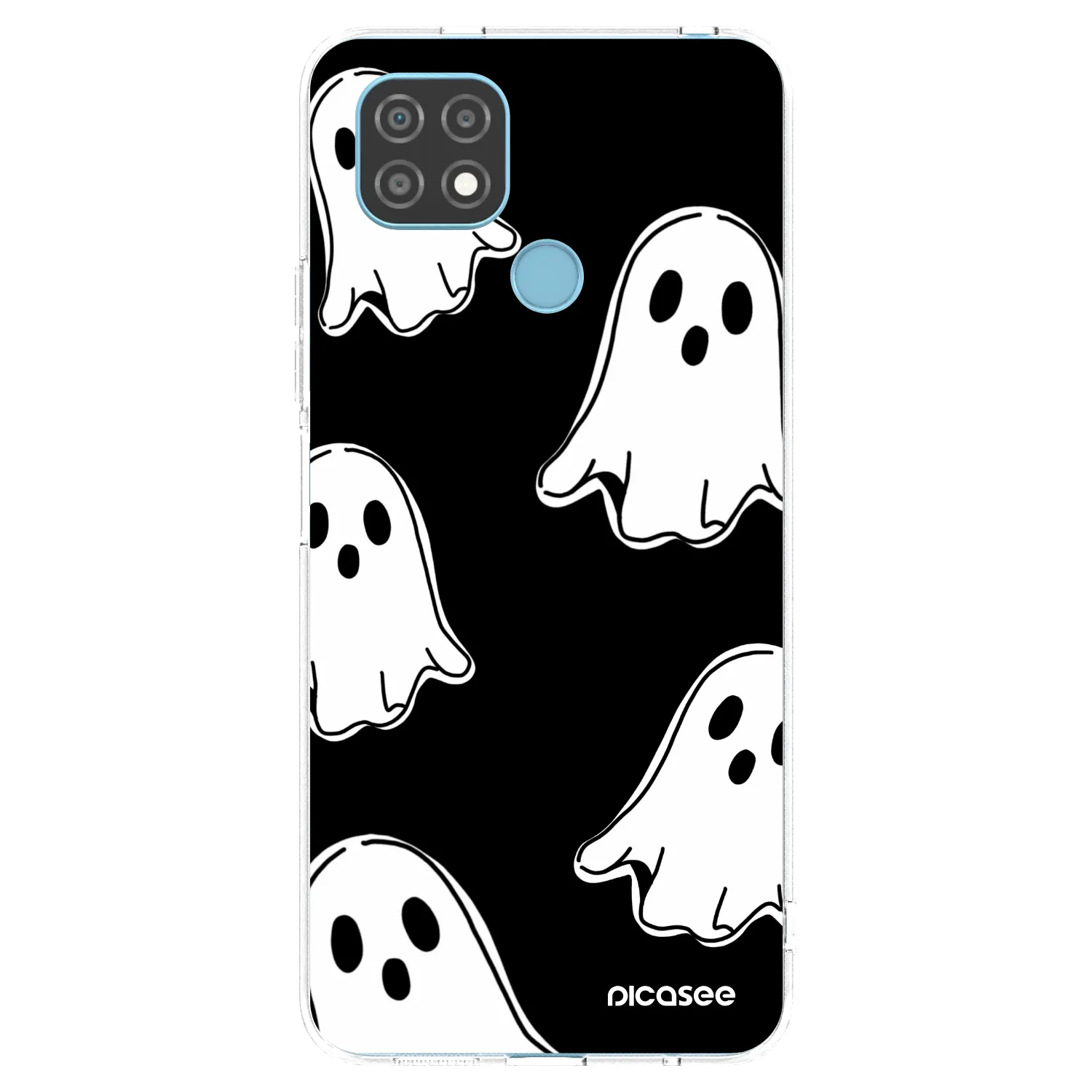 Picasee husă transparentă din silicon pentru Realme C21 - Black ghosts