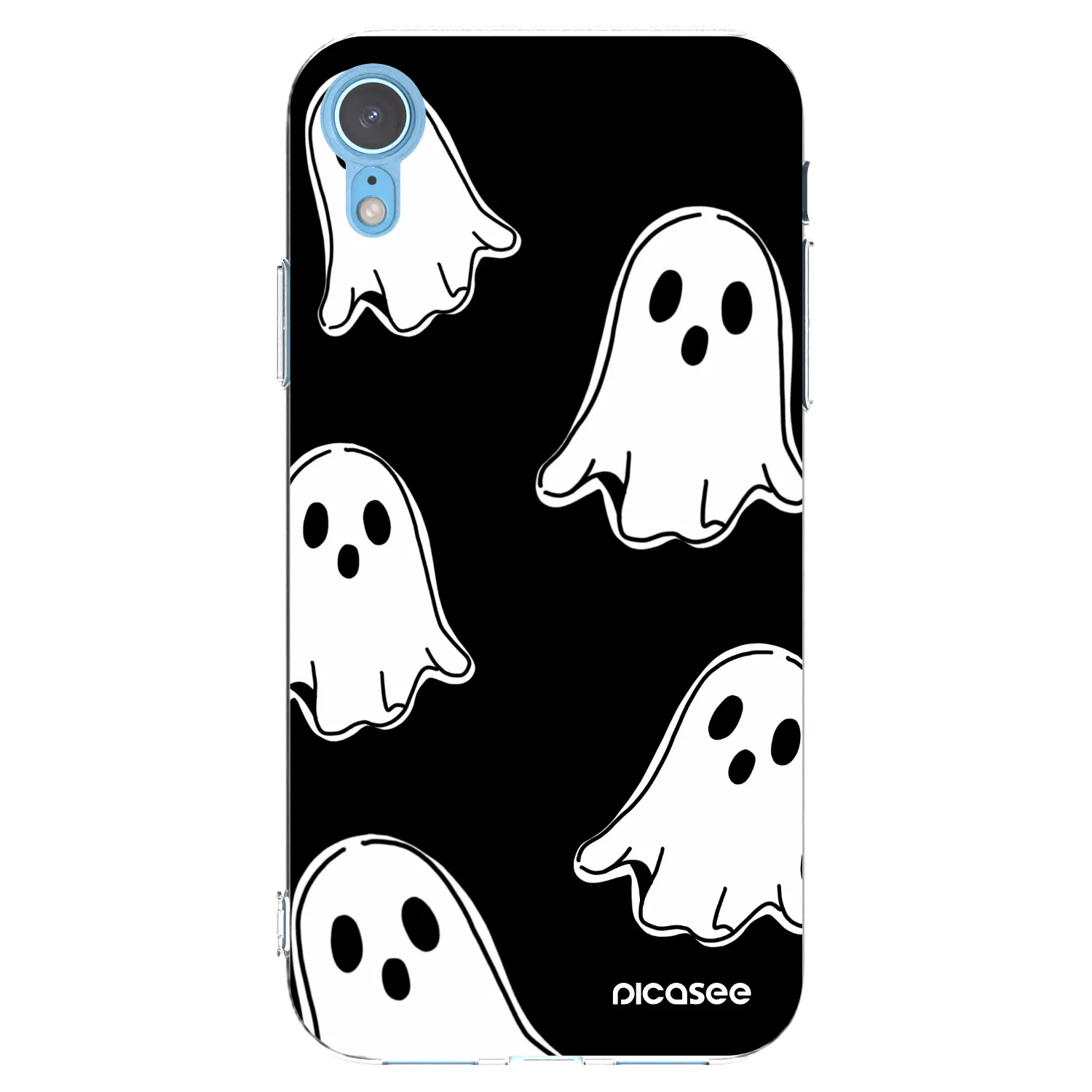 Picasee husă transparentă din silicon pentru Apple iPhone XR - Black ghosts
