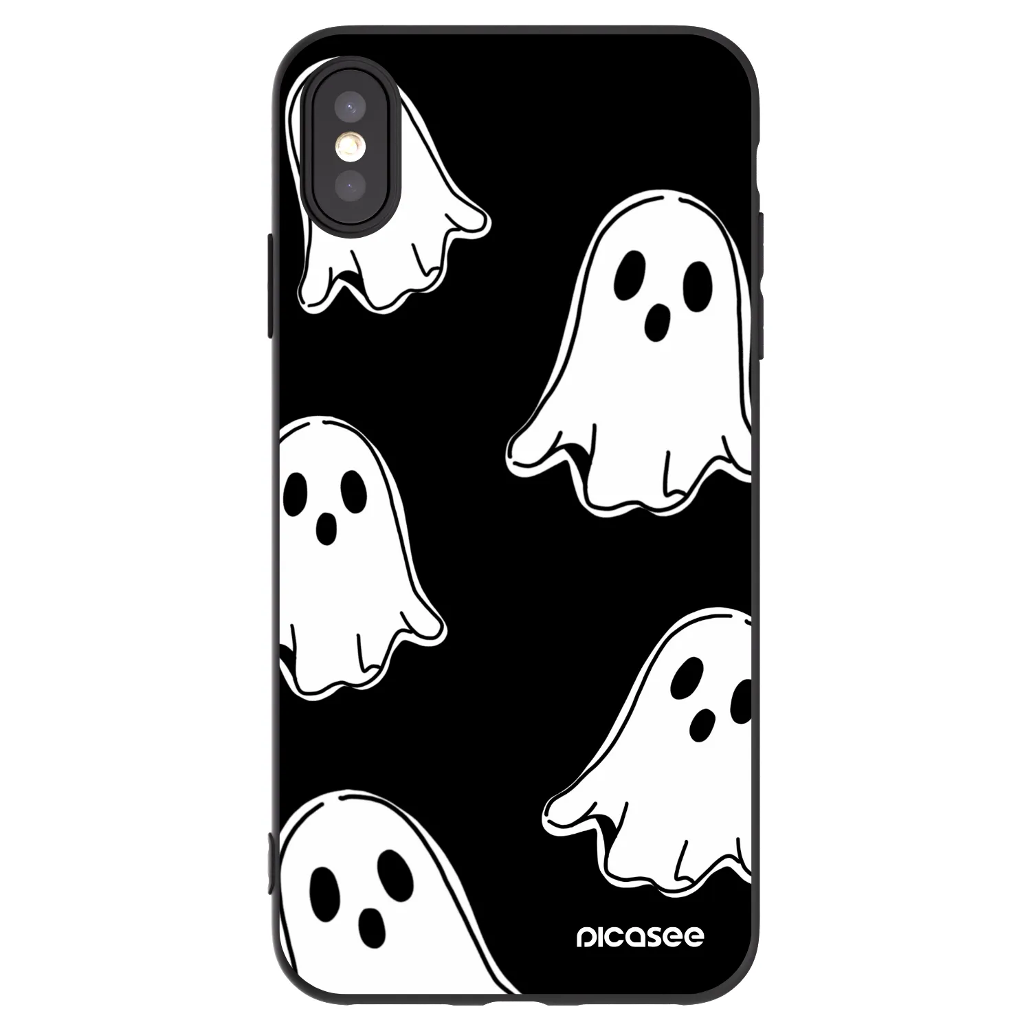 Picasee husă neagră din silicon pentru Apple iPhone XS Max - Black ghosts