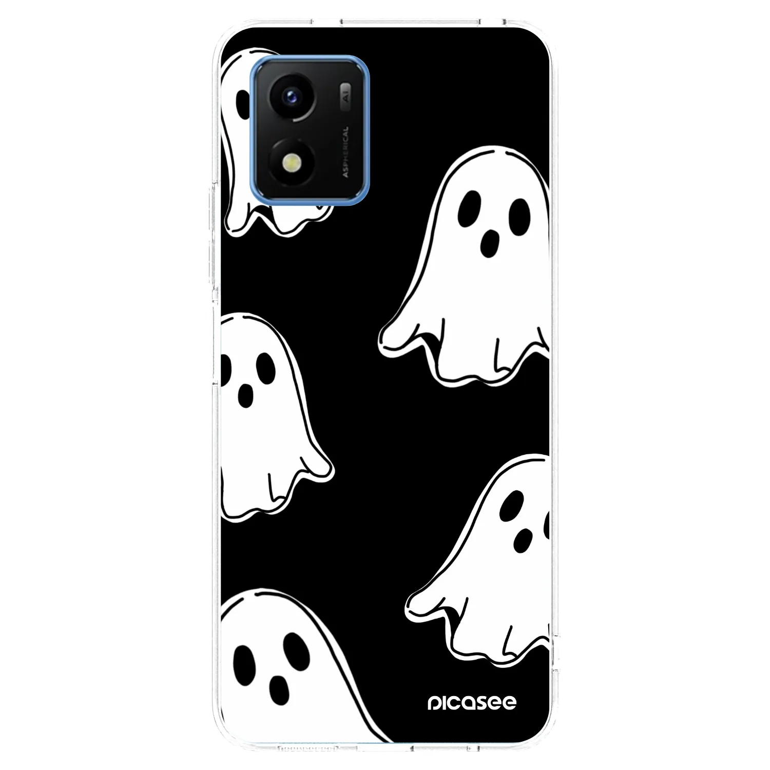 Picasee husă transparentă din silicon pentru Vivo Y01 - Black ghosts