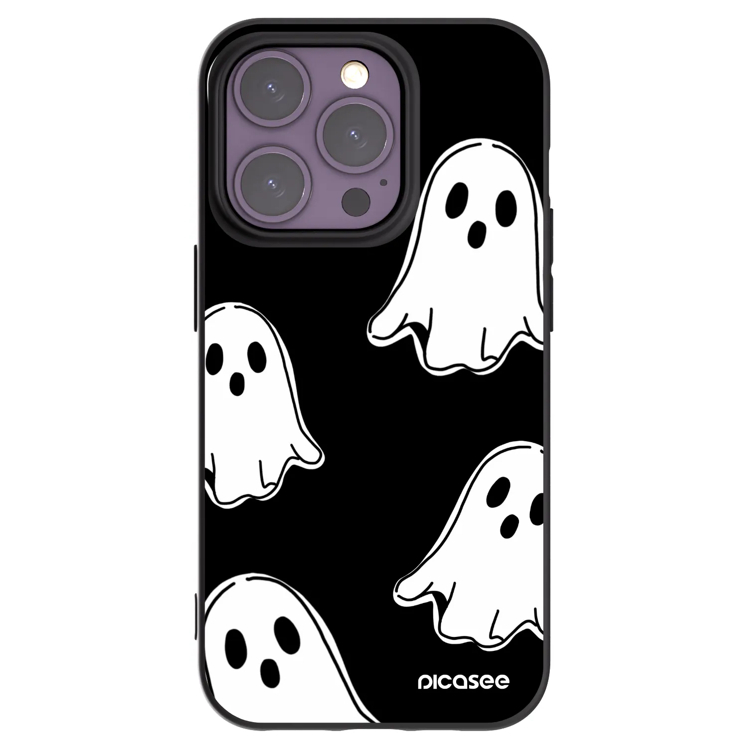 Picasee husă neagră din silicon pentru Apple iPhone 14 Pro - Black ghosts