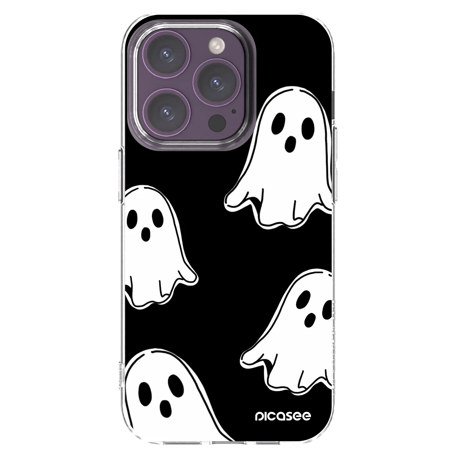Picasee husă transparentă din silicon pentru Apple iPhone 14 Pro - Black ghosts