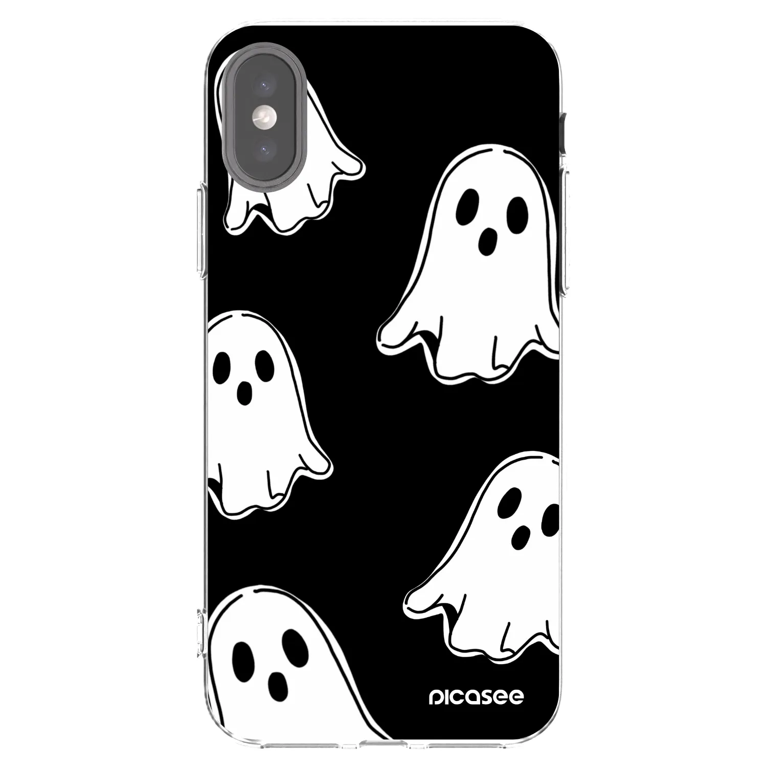 Picasee husă transparentă din silicon pentru Apple iPhone X/XS - Black ghosts