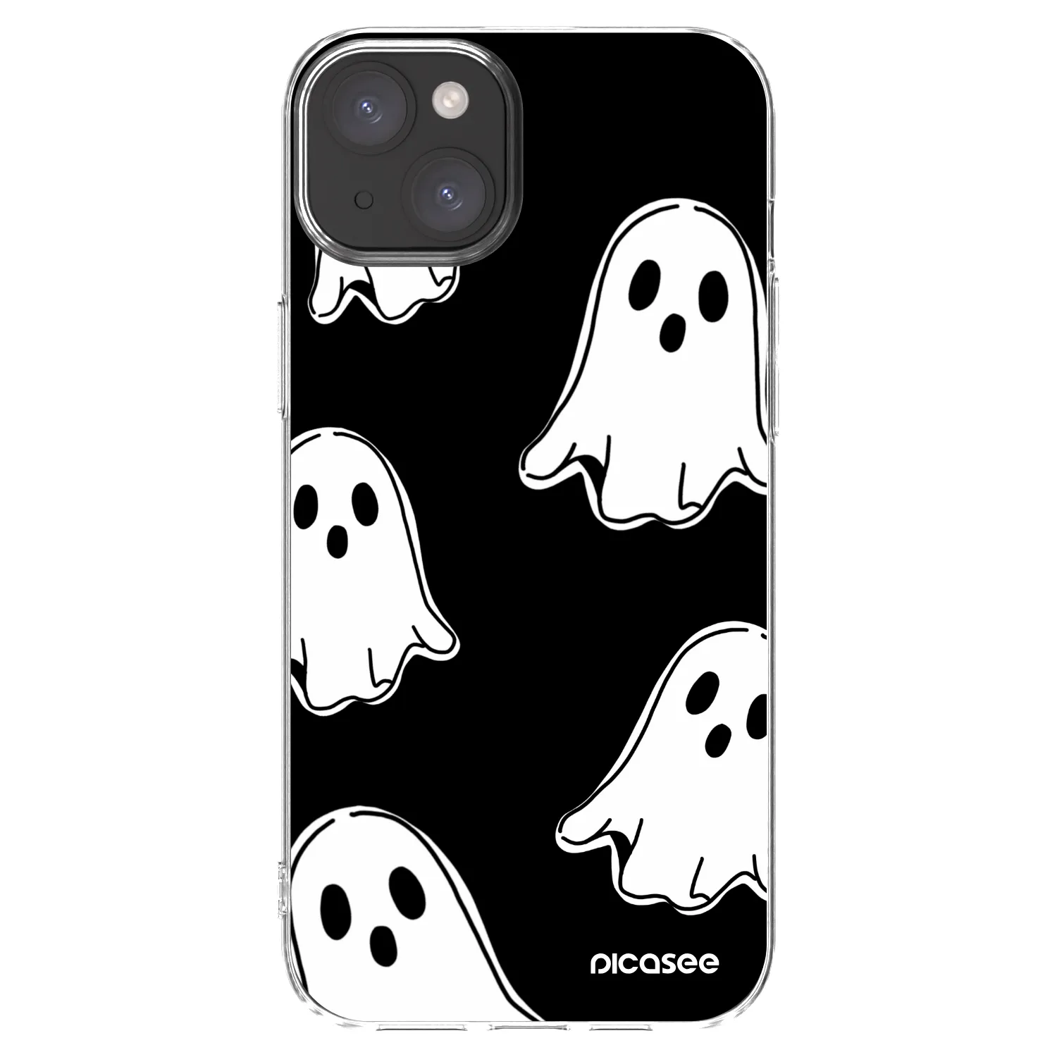 Picasee husă transparentă din silicon pentru Apple iPhone 15 Plus - Black ghosts
