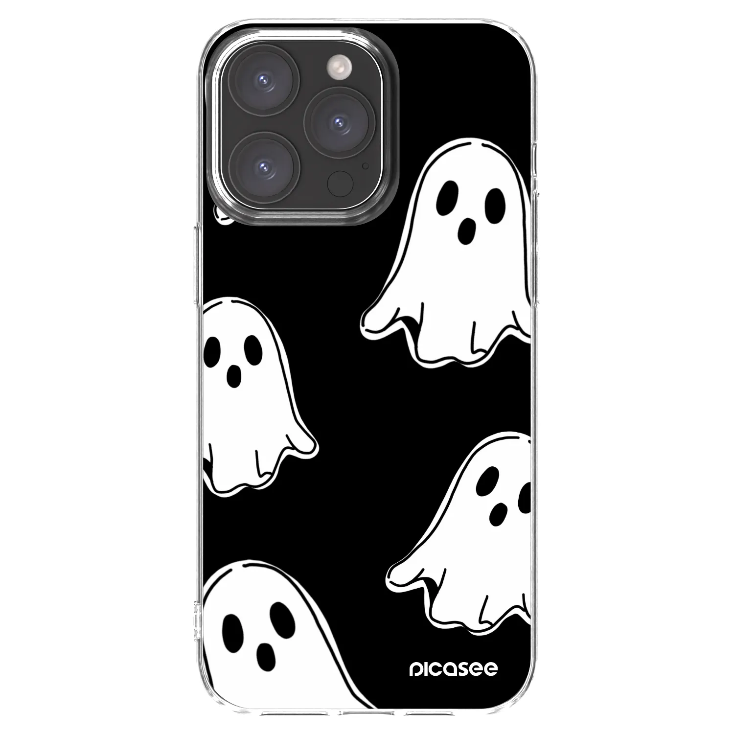Picasee husă transparentă din silicon pentru Apple iPhone 15 Pro Max - Black ghosts