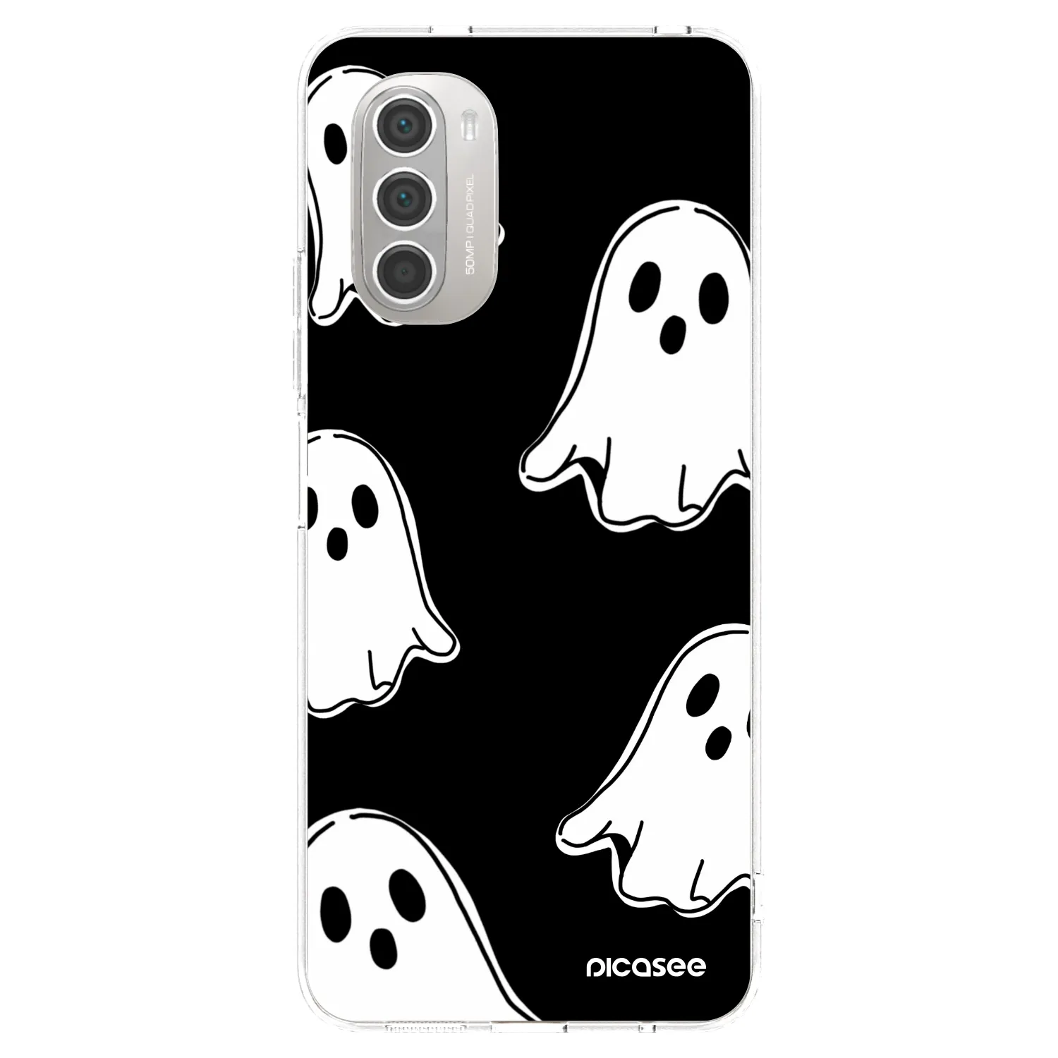 Picasee husă transparentă din silicon pentru Motorola Moto G51 - Black ghosts