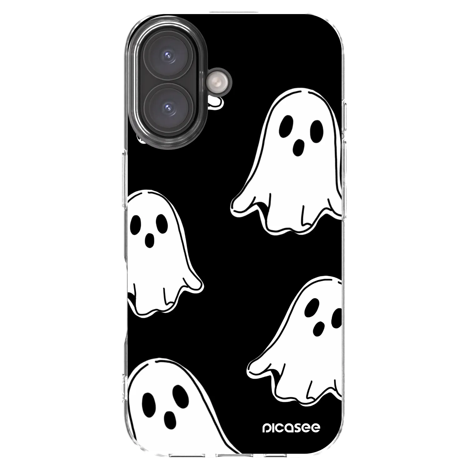 Picasee husă transparentă din silicon pentru Apple iPhone 16 - Black ghosts