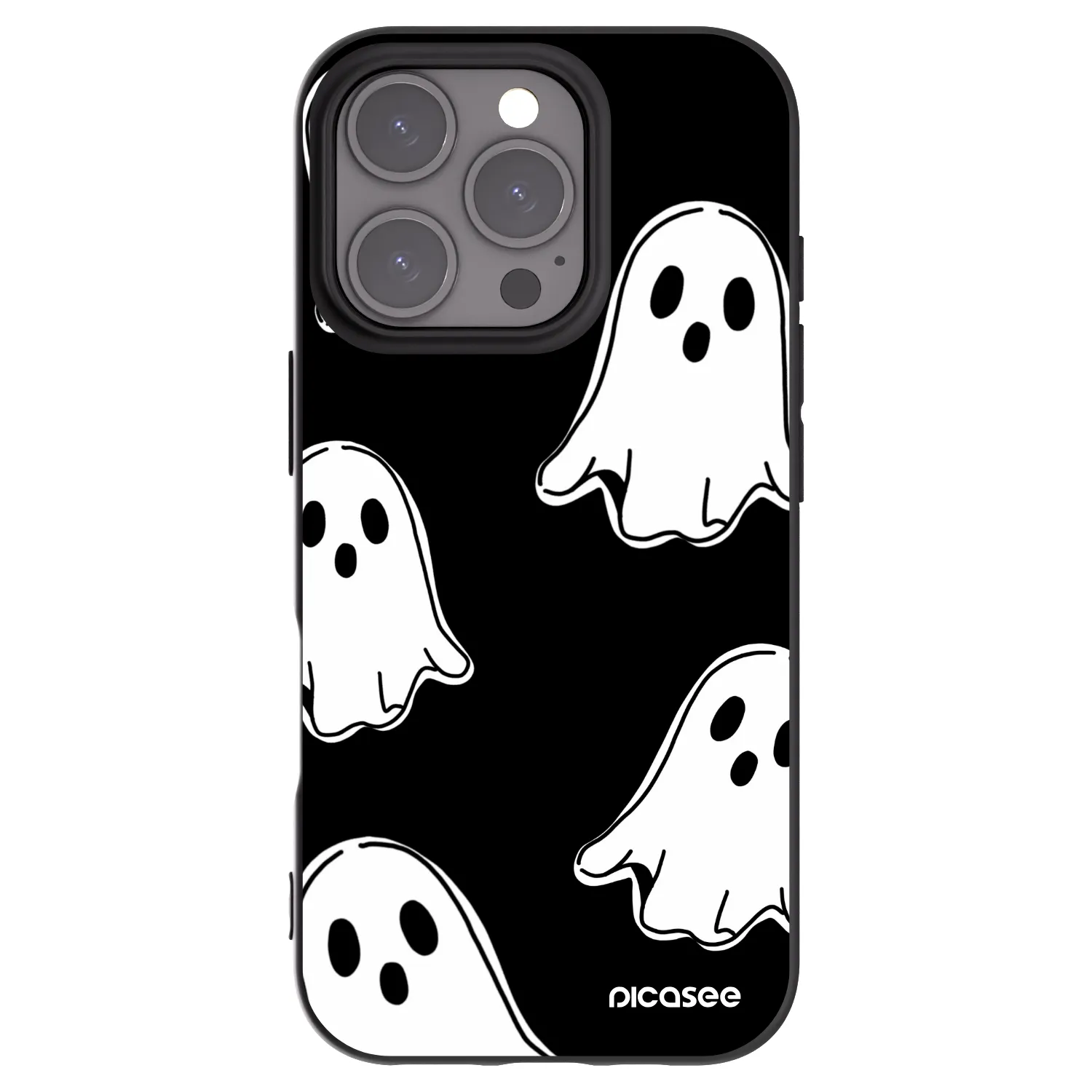 Picasee husă neagră din silicon pentru Apple iPhone 16 Pro - Black ghosts