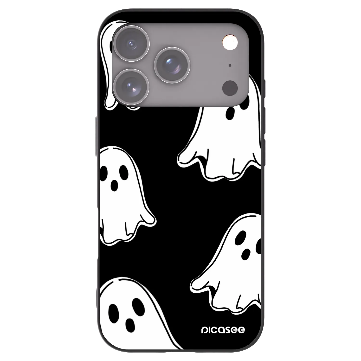 Picasee husă neagră din silicon pentru Apple iPhone 17 Pro - Black ghosts