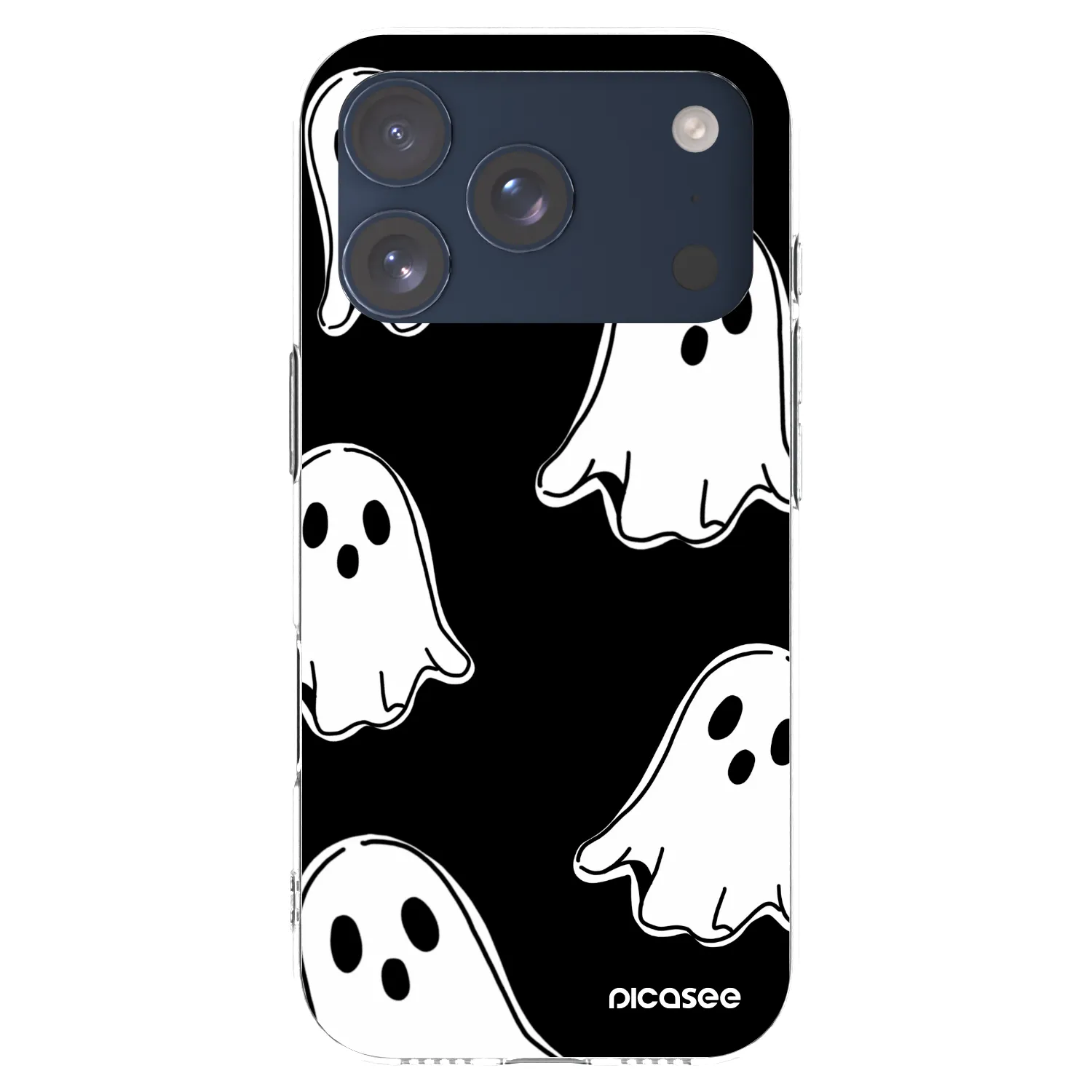 Picasee husă transparentă din silicon pentru Apple iPhone 17 Pro - Black ghosts