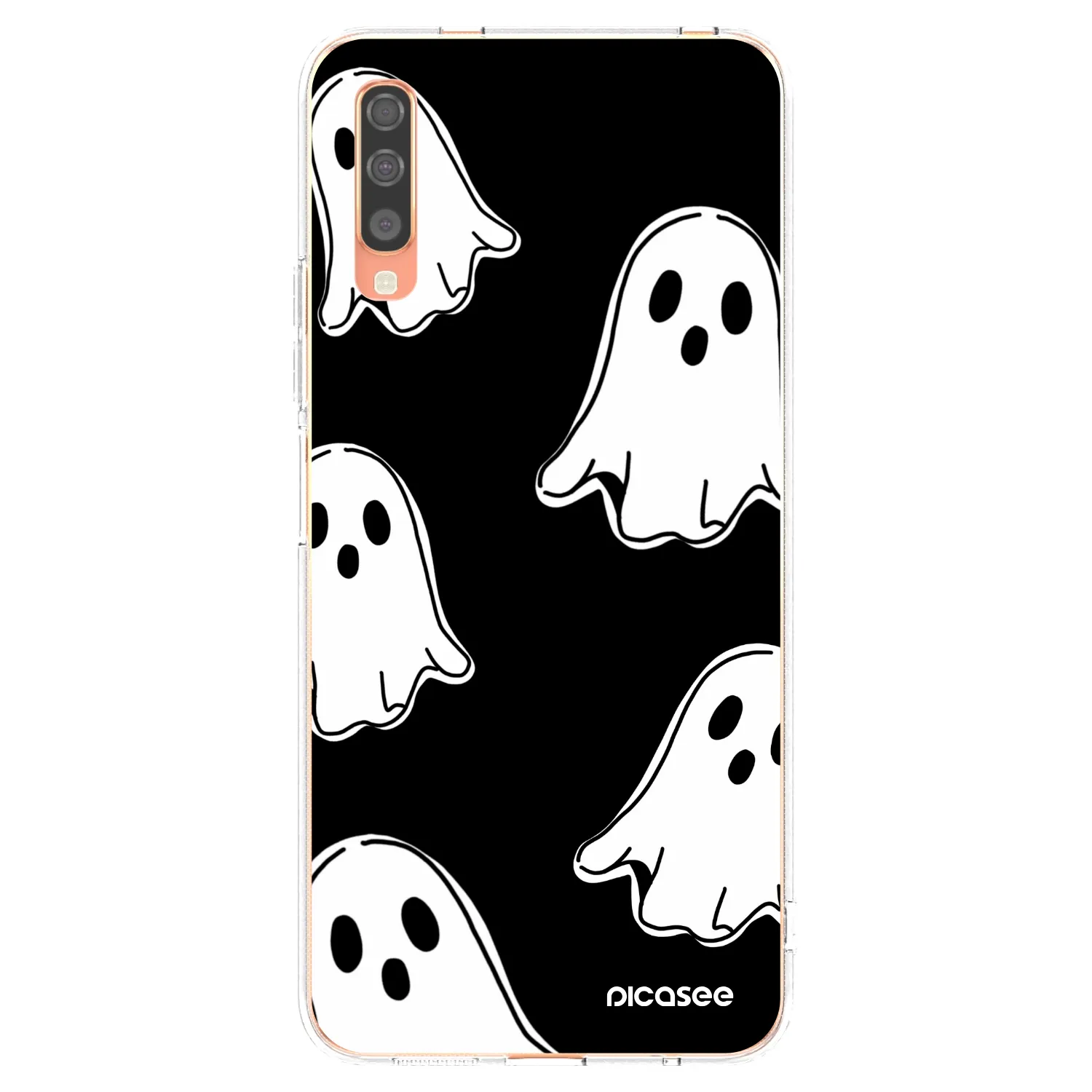 Picasee husă transparentă din silicon pentru Samsung Galaxy A70 A705F - Black ghosts