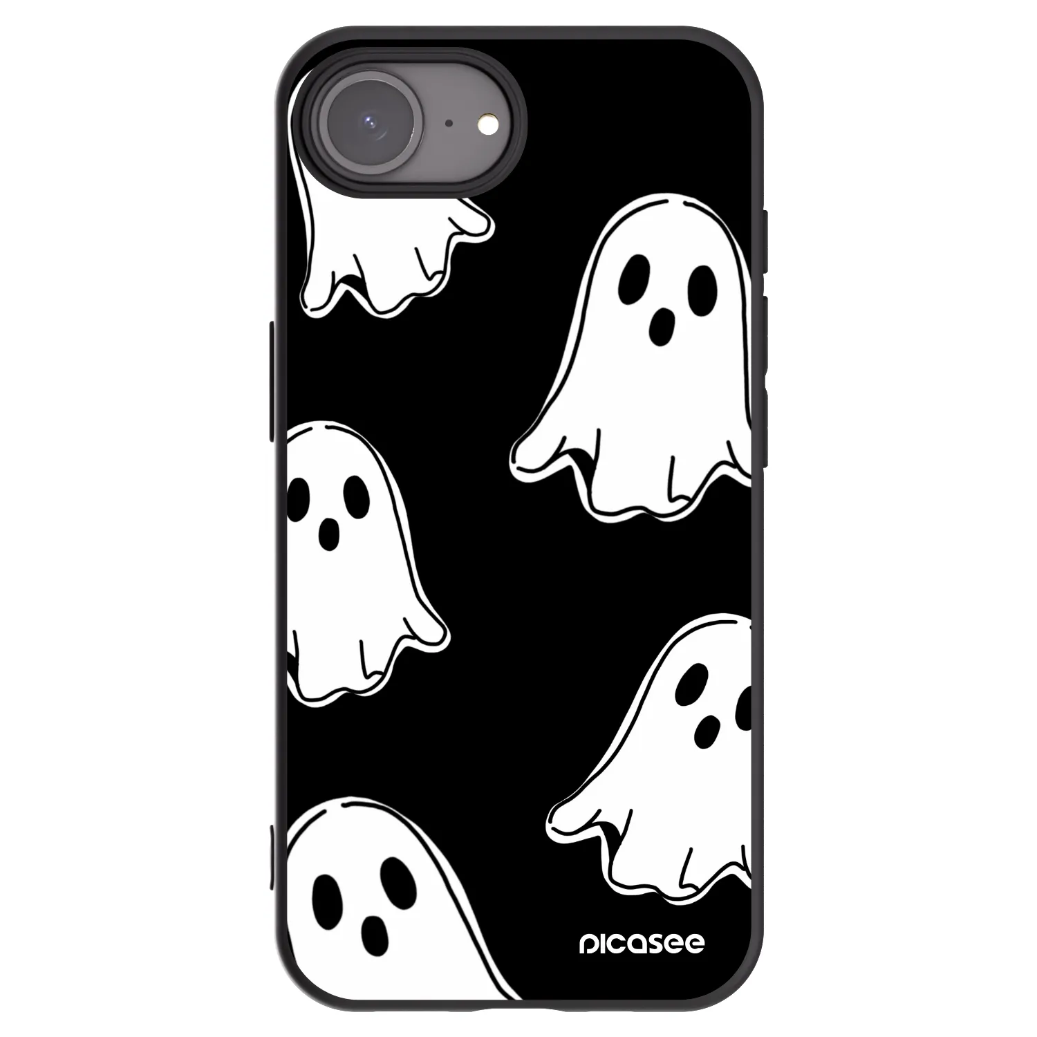 Picasee husă neagră din silicon pentru Apple iPhone 17e - Black ghosts