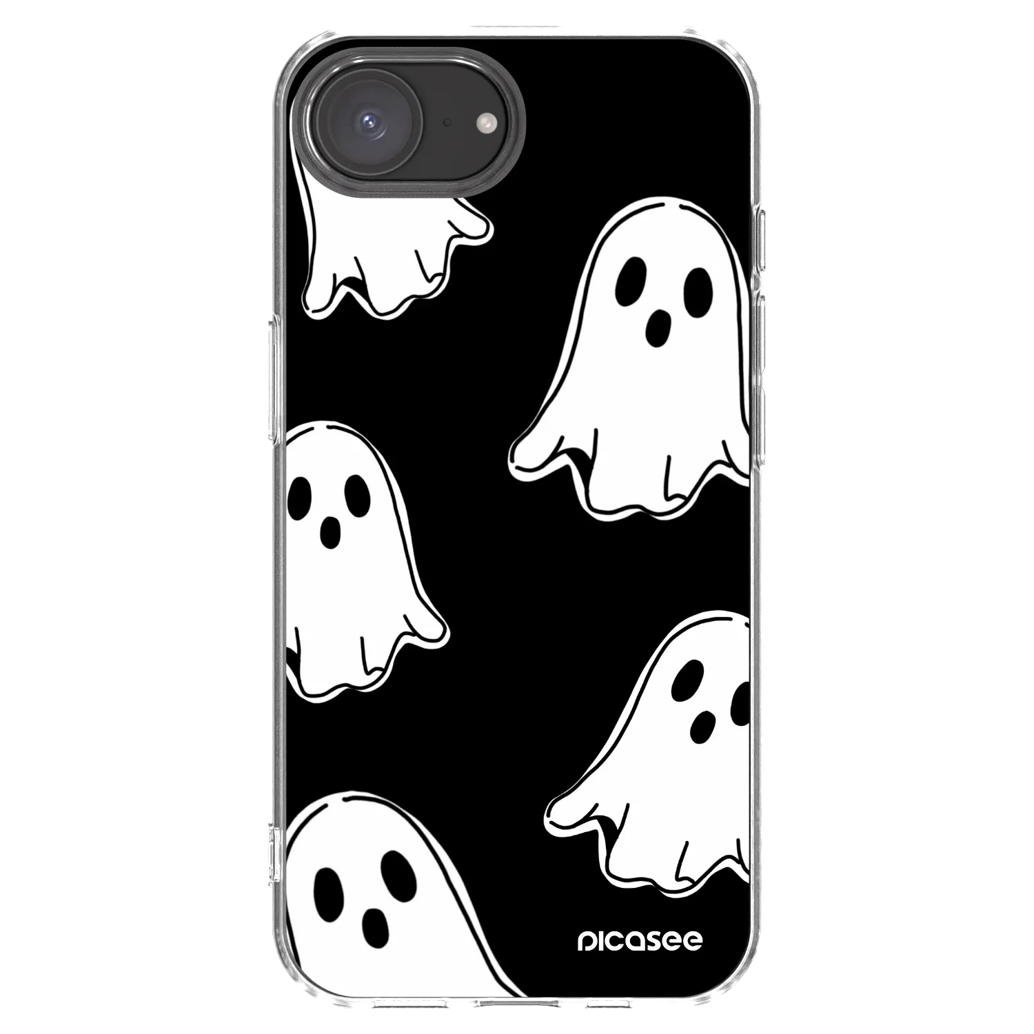 Picasee husă transparentă din silicon pentru Apple iPhone 17e - Black ghosts