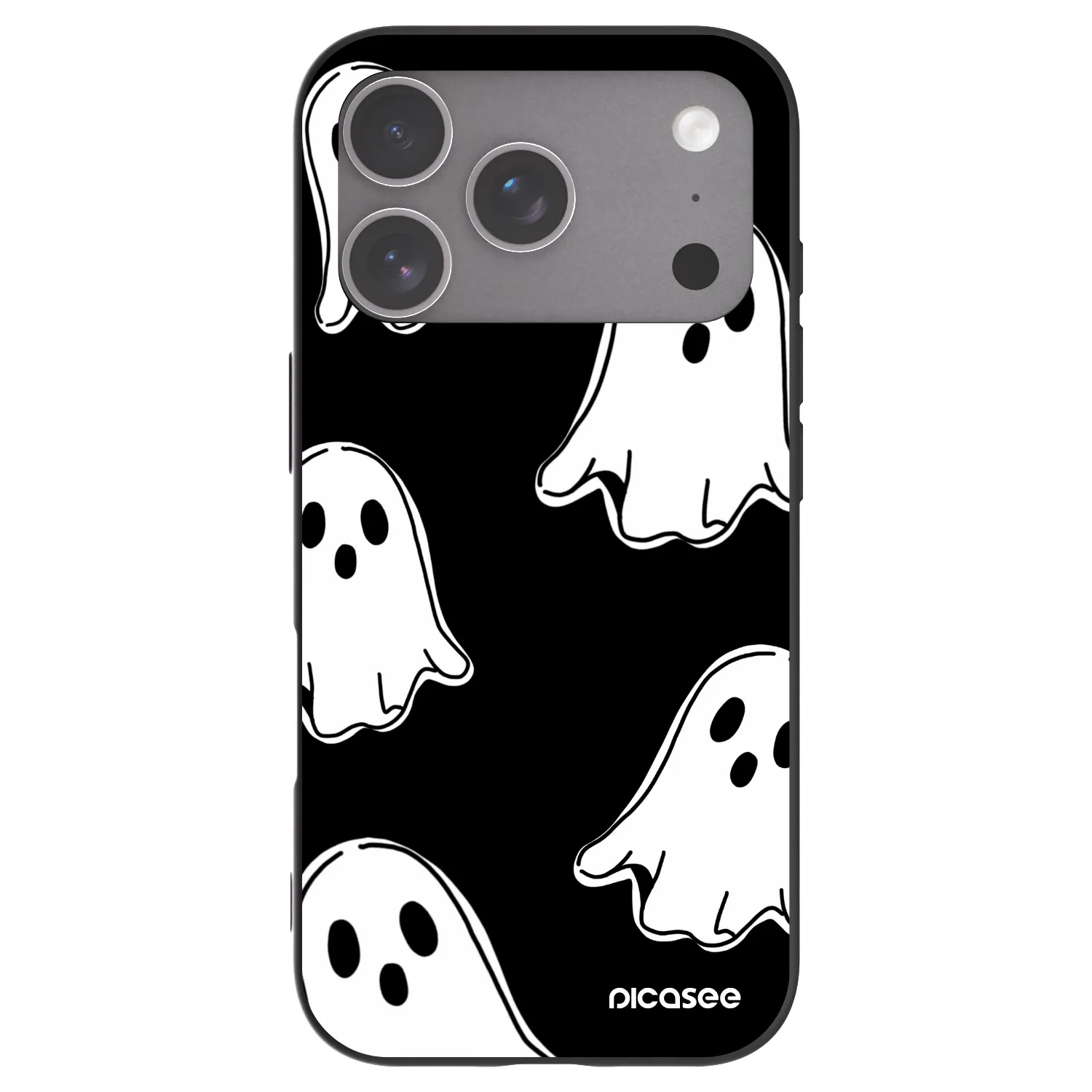 Picasee husă neagră din silicon pentru Apple iPhone 18 Pro - Black ghosts