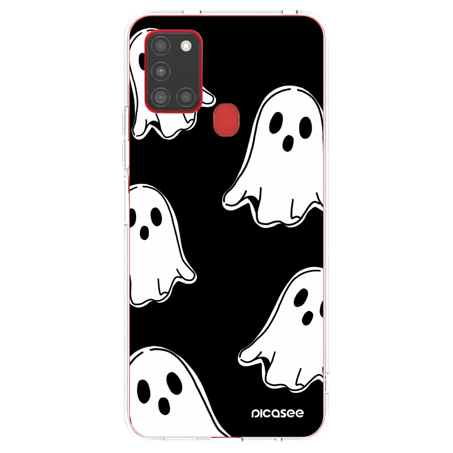 Picasee husă transparentă din silicon pentru Samsung Galaxy A21s - Black ghosts