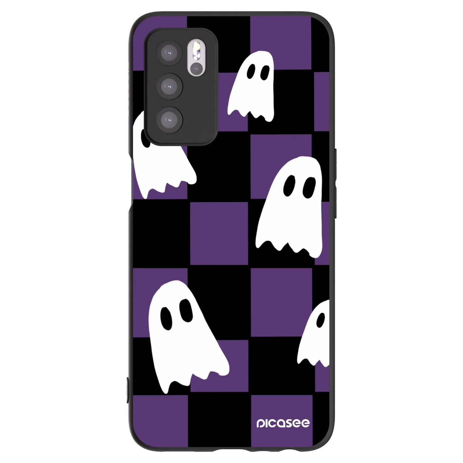 Picasee husă neagră din silicon pentru OPPO A16 - Ghosts