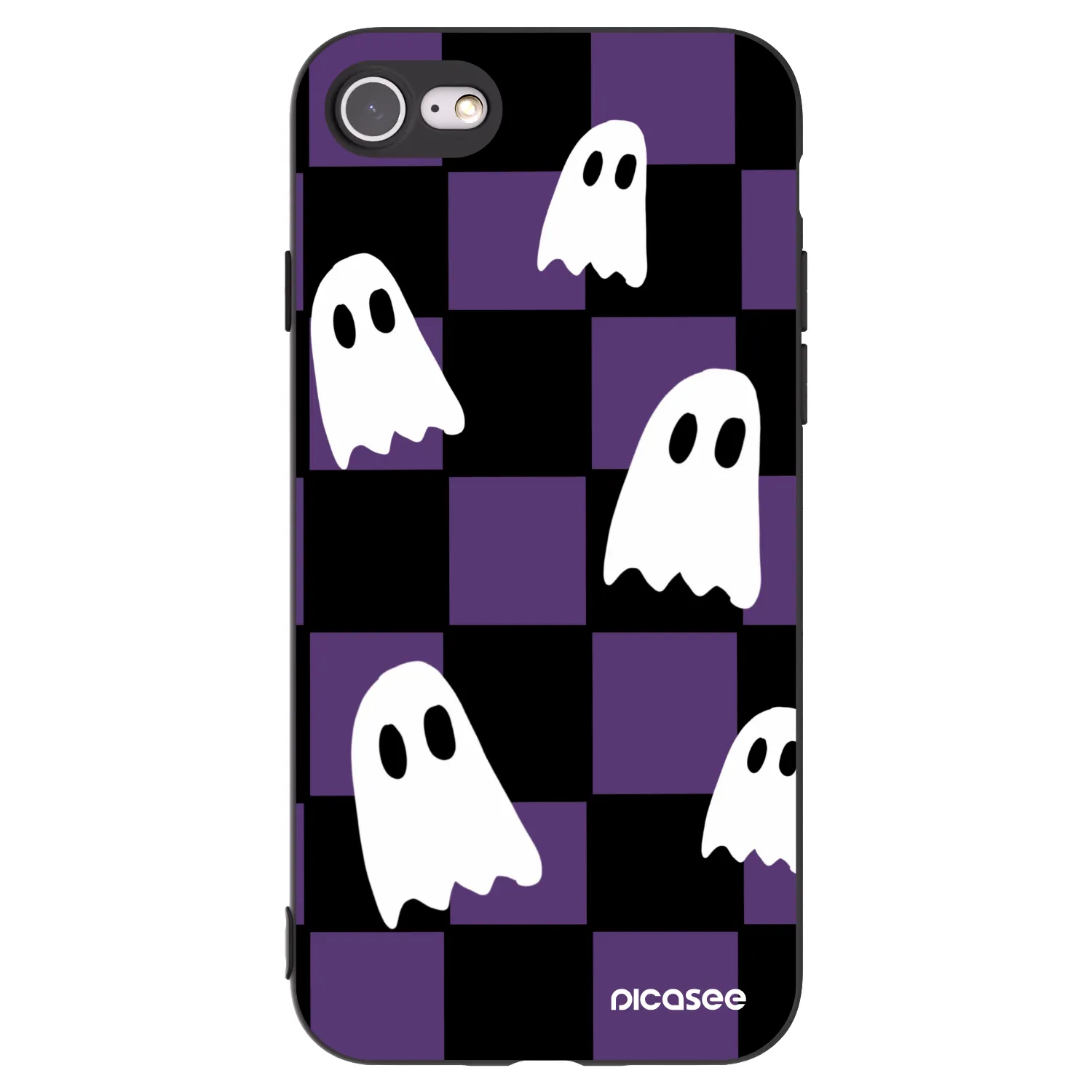 Picasee husă neagră din silicon pentru Apple iPhone 7 - Ghosts
