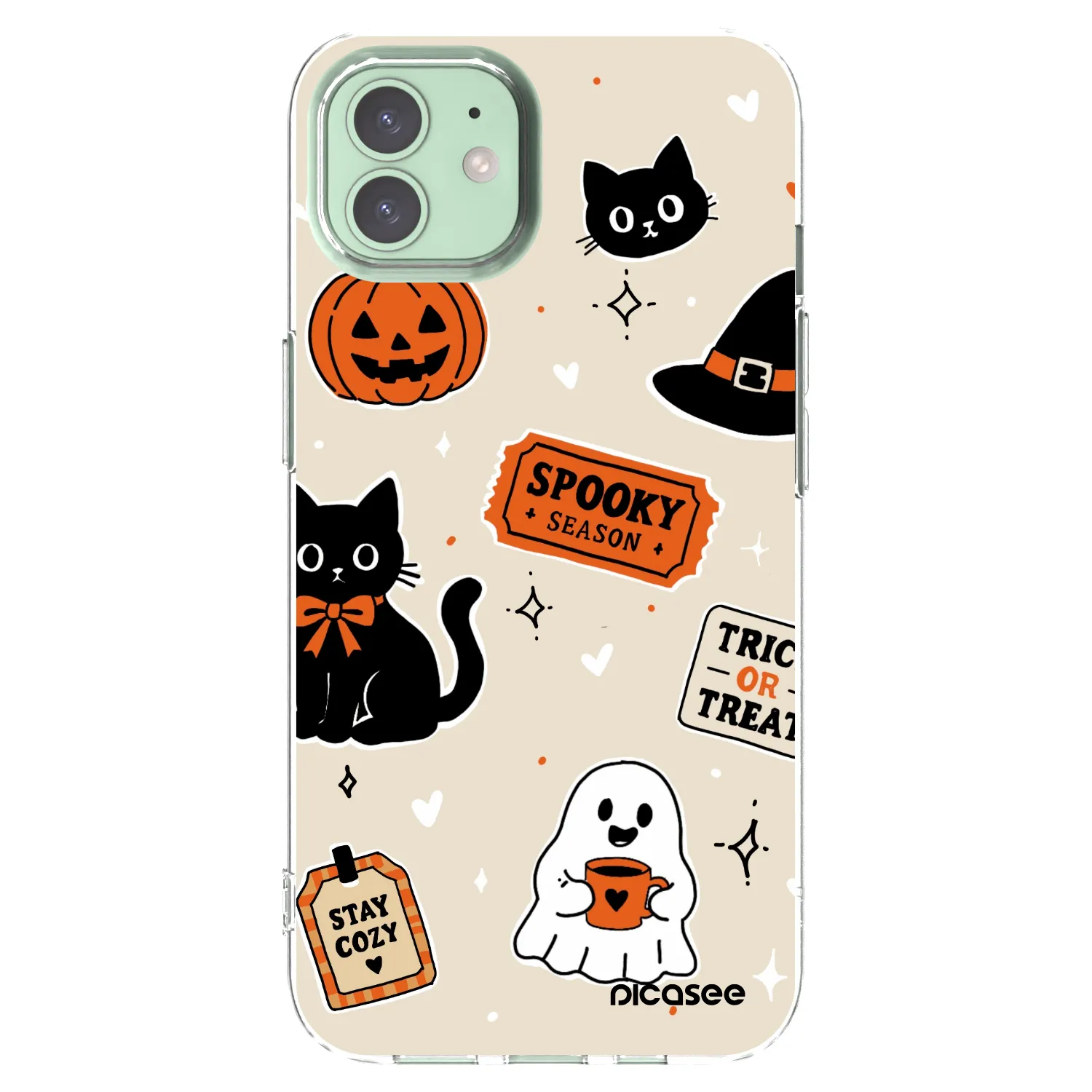 Picasee husă transparentă din silicon pentru Apple iPhone 12 - Halloween stickers