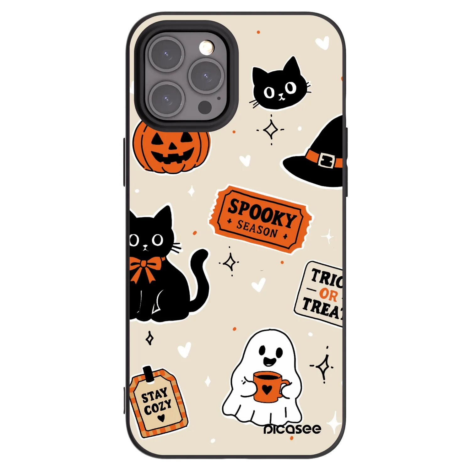 Picasee husă neagră din silicon pentru Apple iPhone 12 Pro Max - Halloween stickers