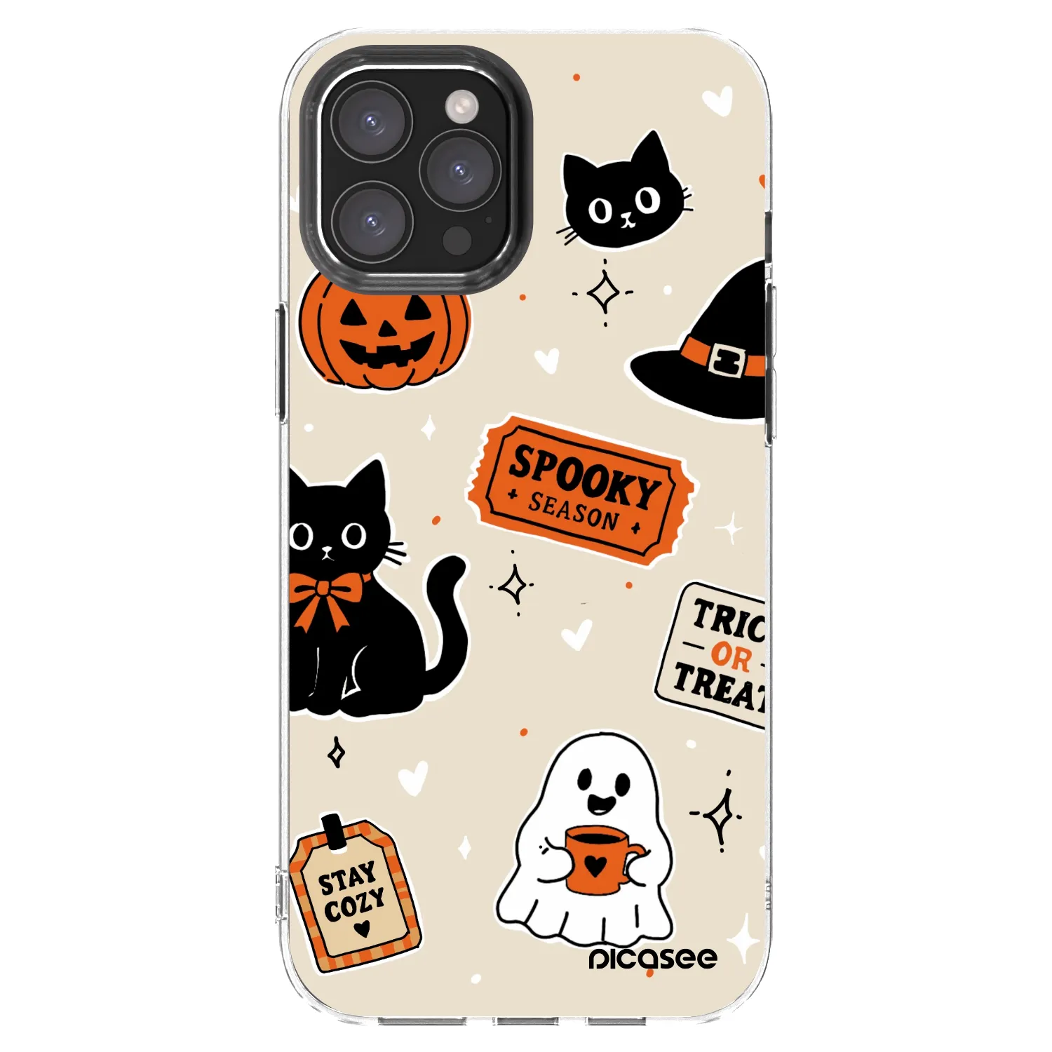 Picasee husă transparentă din silicon pentru Apple iPhone 12 Pro Max - Halloween stickers