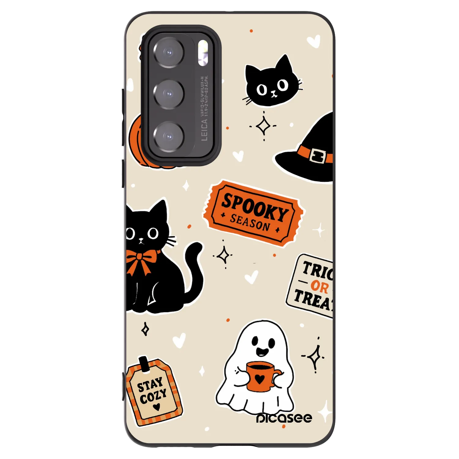 Picasee husă neagră din silicon pentru Huawei P40 - Halloween stickers