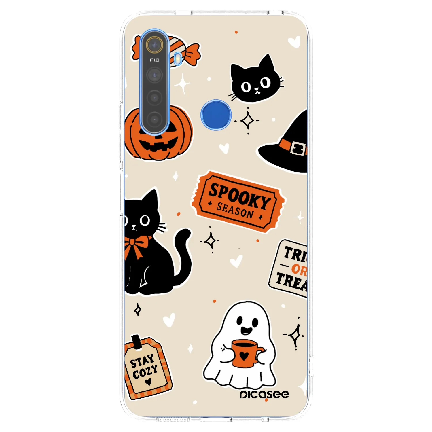 Picasee husă transparentă din silicon pentru Realme 5 - Halloween stickers