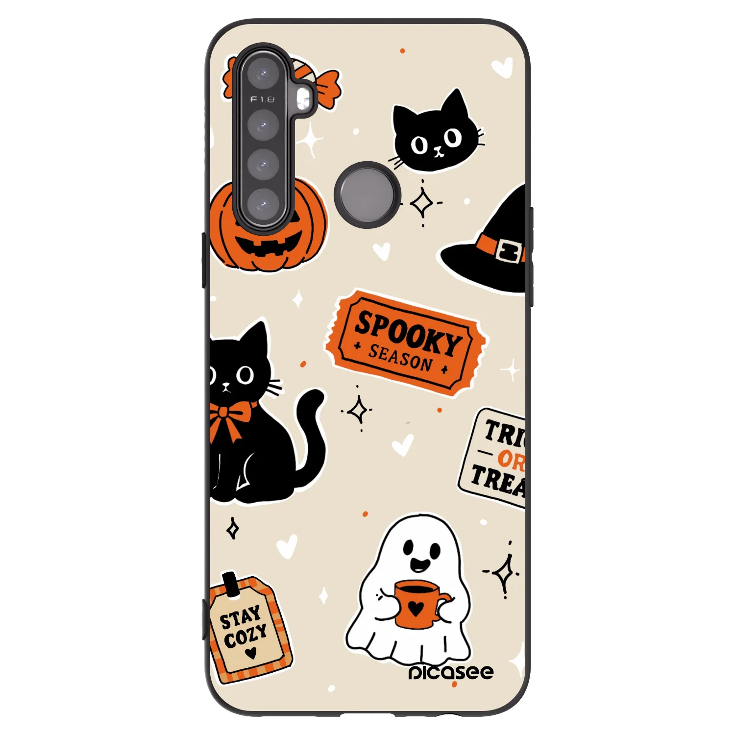 Picasee husă neagră din silicon pentru Realme 5 - Halloween stickers