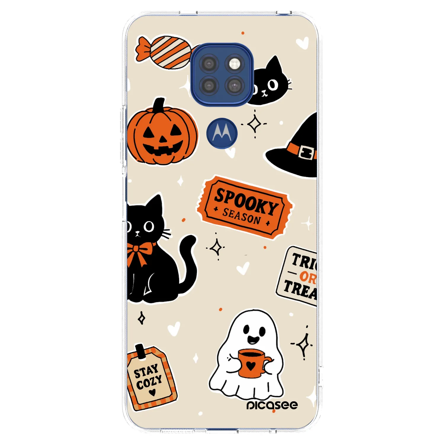 Picasee husă transparentă din silicon pentru Motorola Moto G9 Play - Halloween stickers